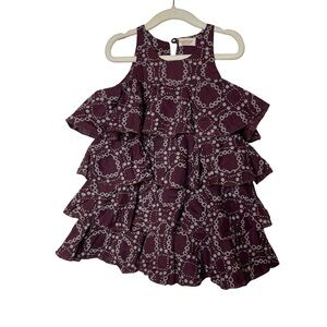 Marmar Copenhagen burgundy 100% cotton girl layered dress 3T